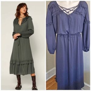 Anthropologie Olive Green Midi Dress